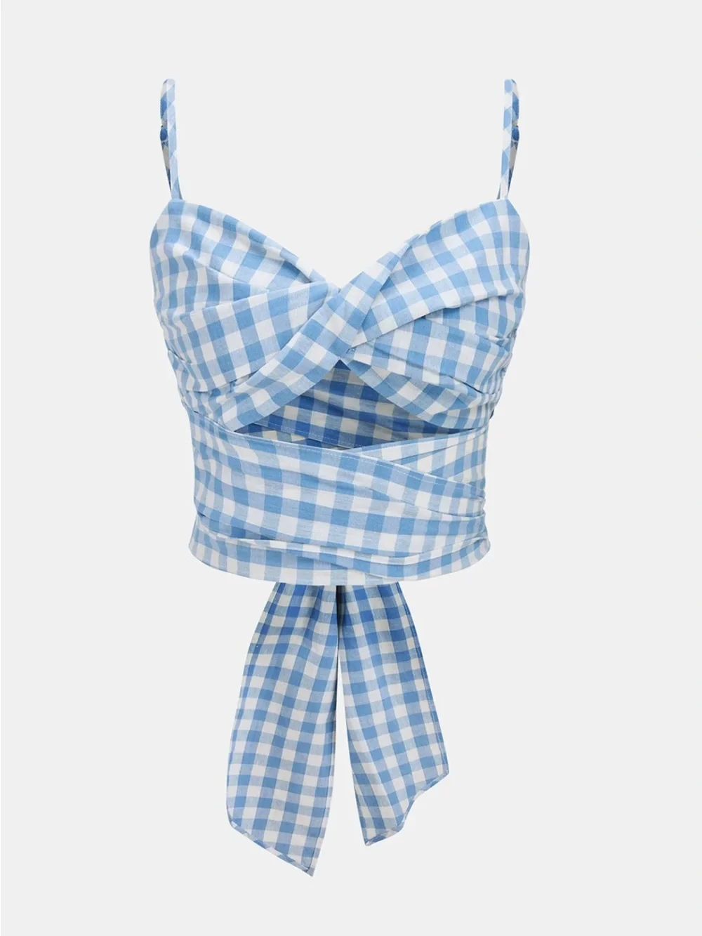 Commense Blue Gingham Two-Piece Skirt Set - Women's XS